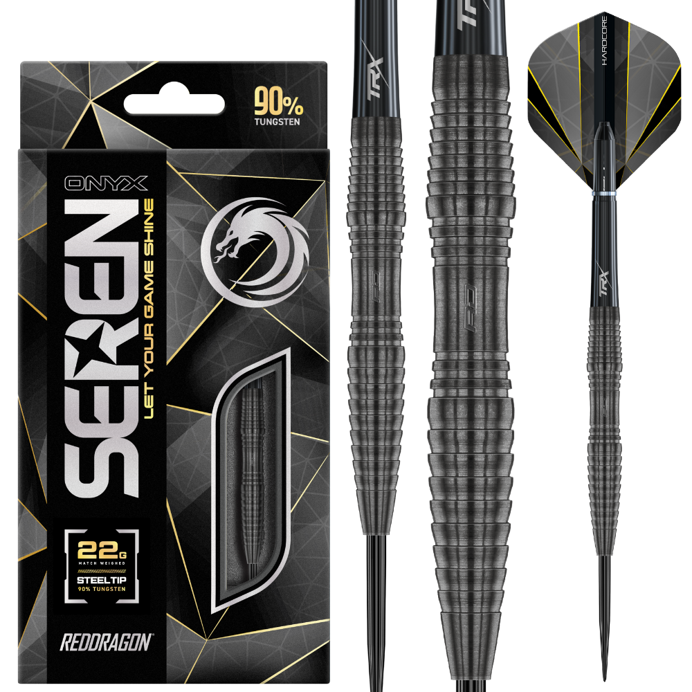 Set Freccette RED DRAGON Seren Onyx - 90% Tungsteno, Punta Morbida, Con Voli E Aste - Professionale