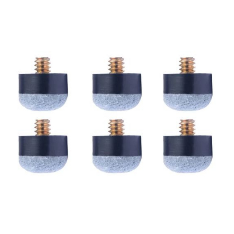 Cue Tips - Screw in - Blue Leather - 6pc Pack for pool or snooker cues