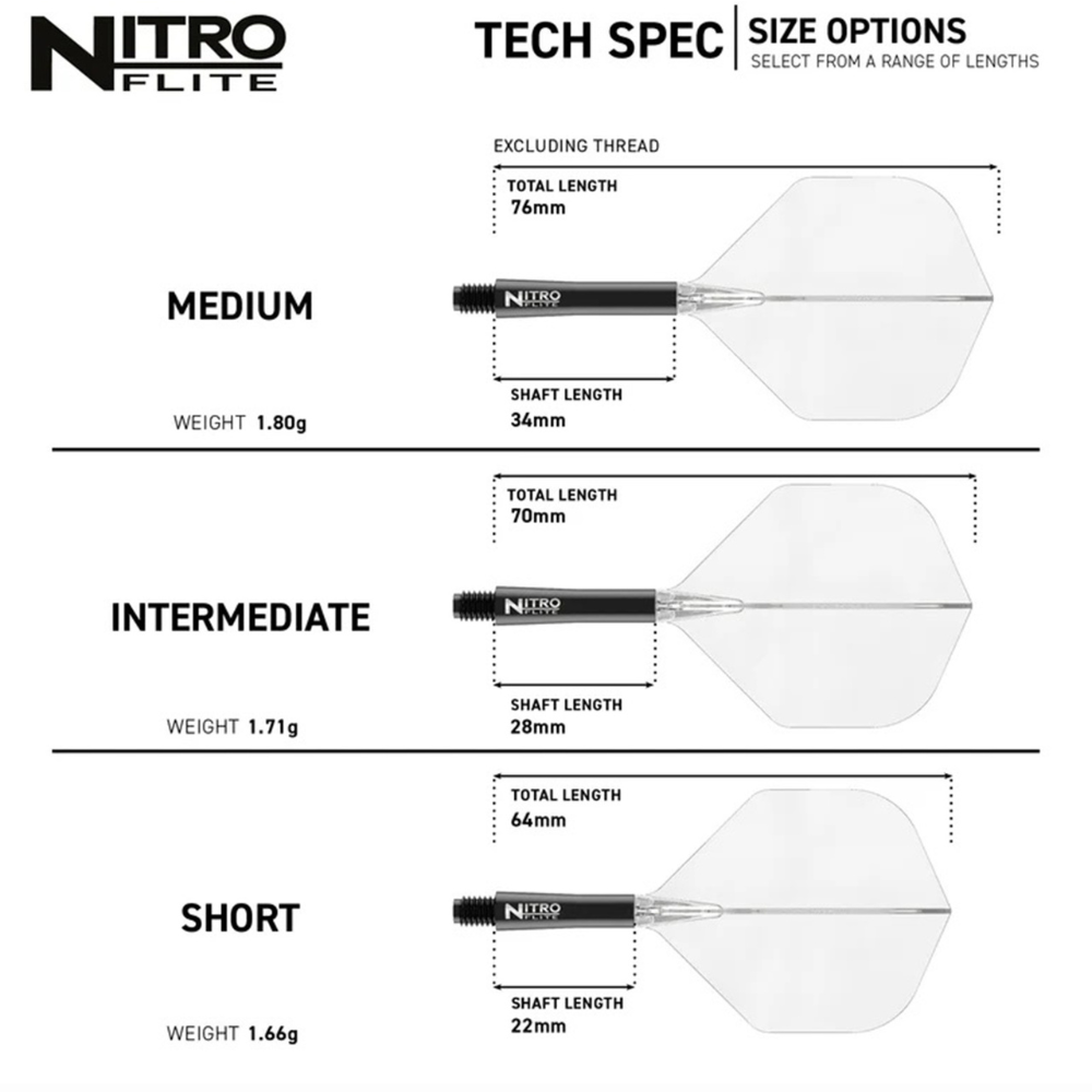 Nitro Flite Flights & Shafts - Black & Clear - Standard