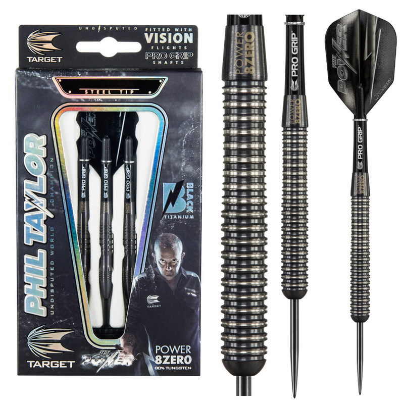 Phil Taylor - Power 8ZERO Black Titanium - 80% Tungsten Darts