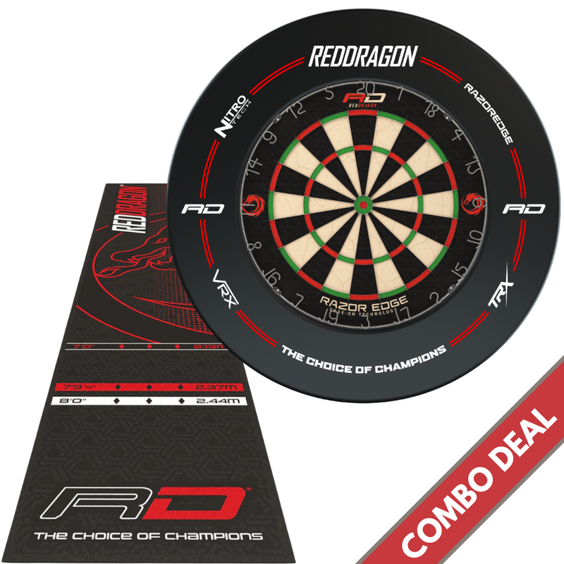 Red Dragon Razor Edge, Black Surround & Dart Mat COMBO DEAL