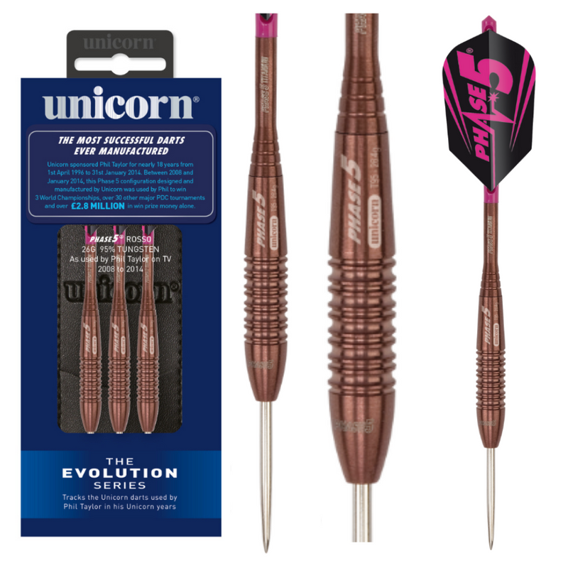 Unicorn Phil Taylor Evolution Series Phase 5 Rosso Darts