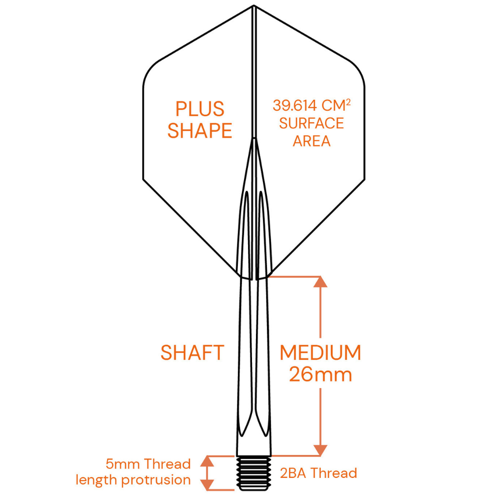 Unicorn Forge Integrated Dart Flights & Shafts - 1 Piece, 90° Angle, 26mm Medium Stem, 2BA Thread, Set Of 3